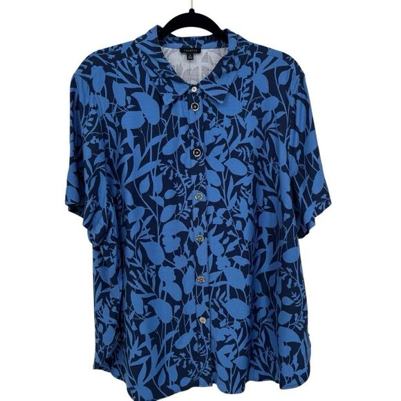 Talbots Women’s Button-Up Blue Floral Hawaiian Shirt Size XL NWT - Picture 1 of 8